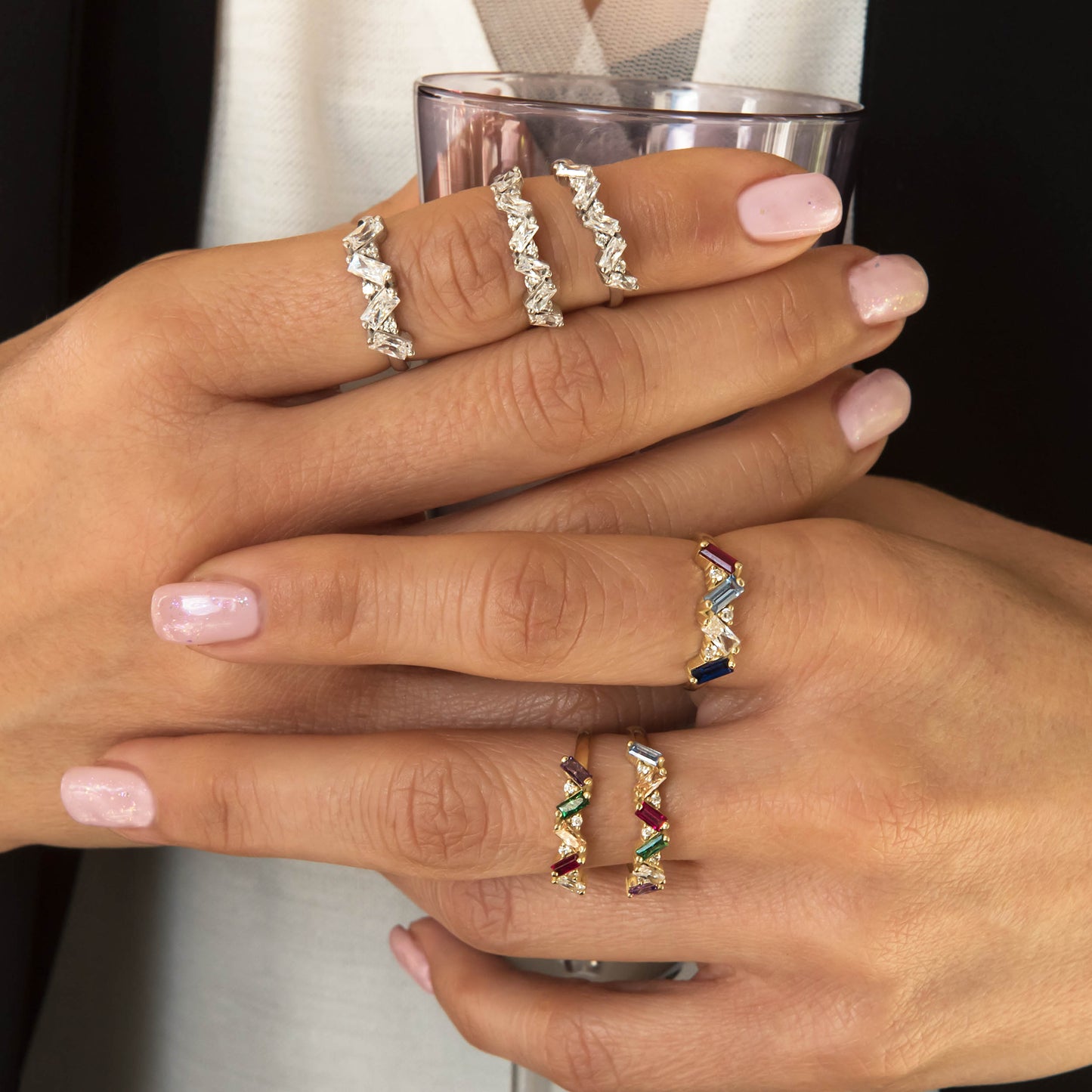 6 Birthstone Baguette Cluster Ring