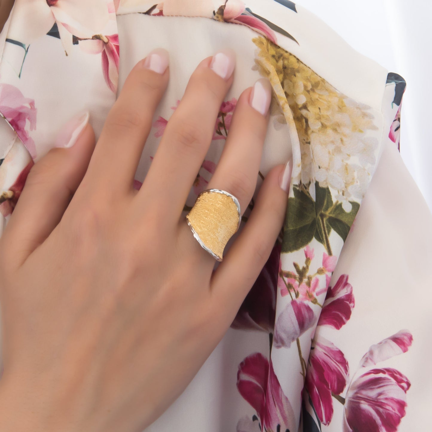 Unique Two-Tone Textured Ring