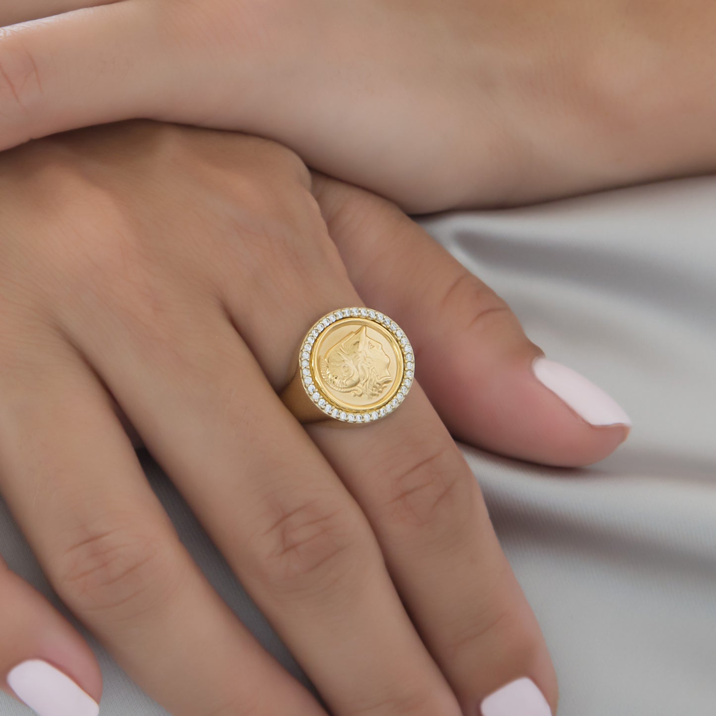 Goddess Athena Halo Gold Ring