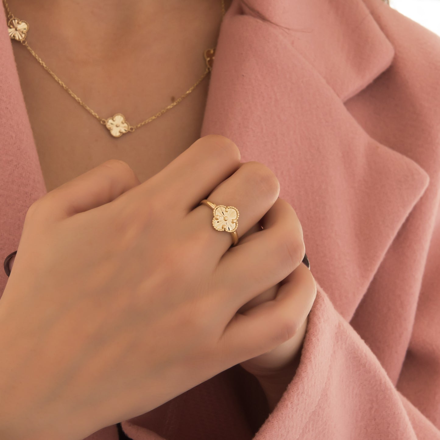 Diamond Cut Four Leaf Clover Set