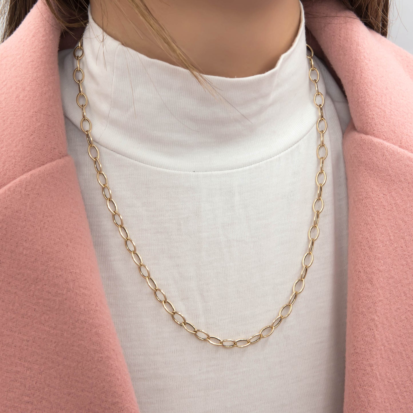 Gold Oval Link Chain Necklace