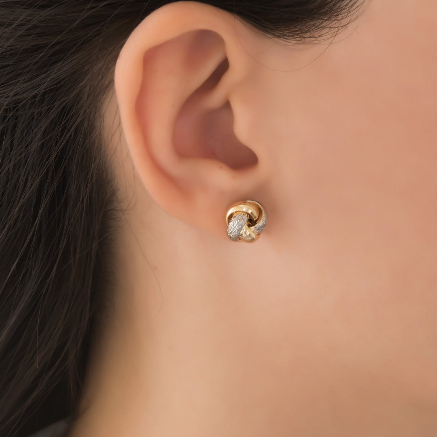 Two-Tone Knot Stud Earrings