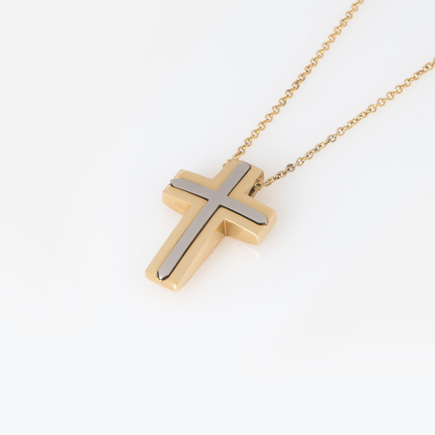 Two Tone Cross Pendant with chain