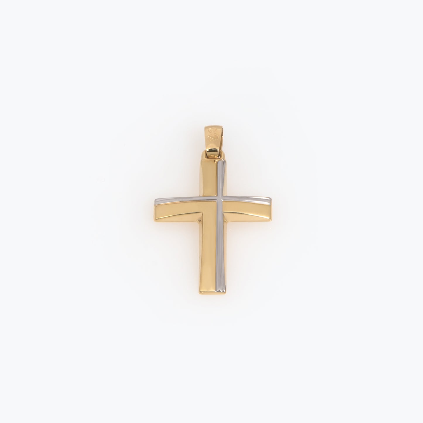 Modern Two-Tone Asymmetrical Cross Pendant
