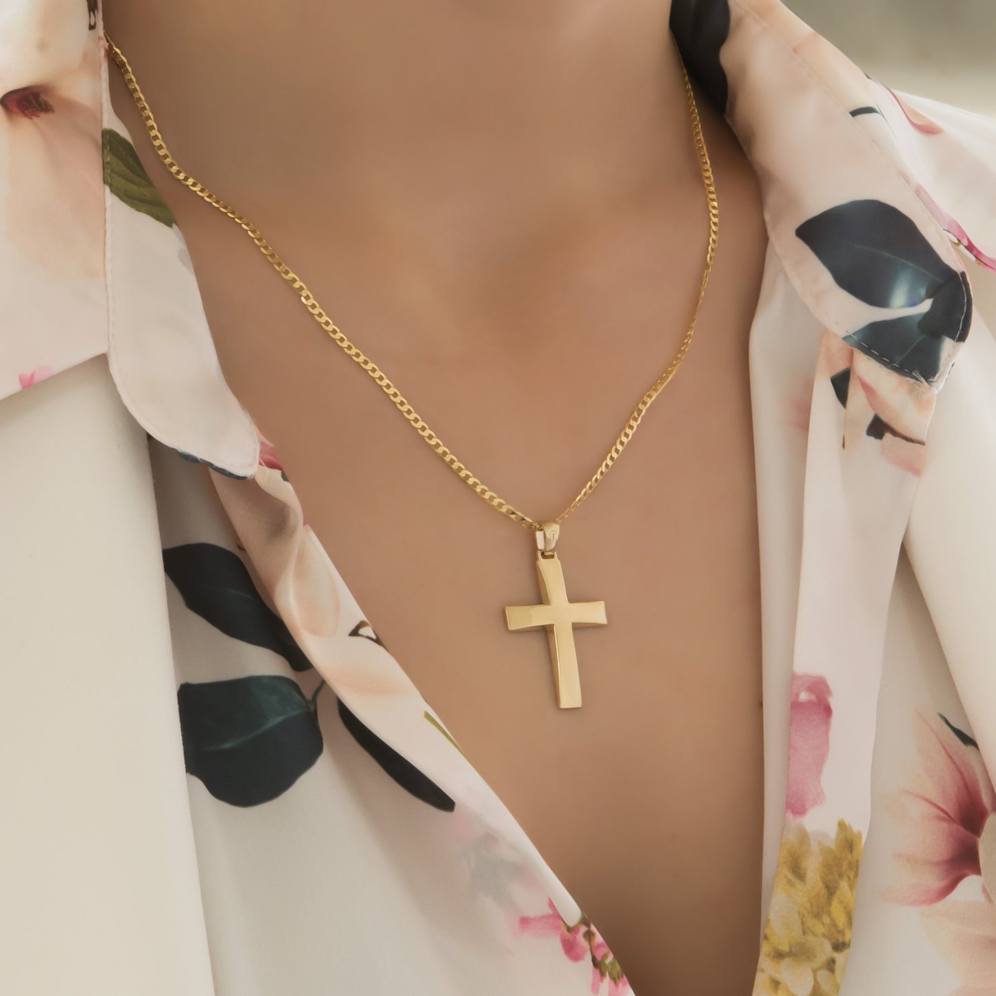 Classic Plain Yellow Gold Cross Pendant