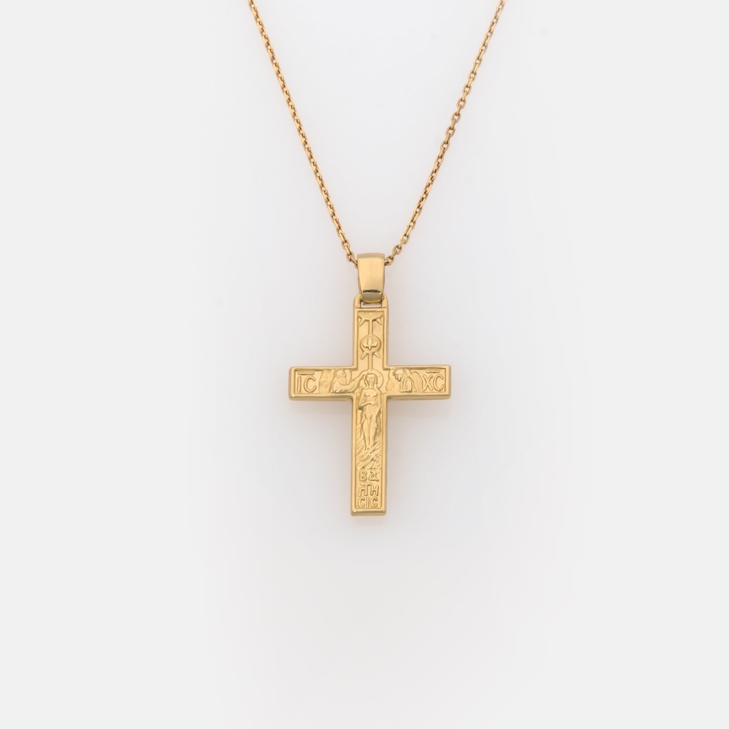 Yellow Gold 9K Double Sided Cross Pendant & Baptism Engravin