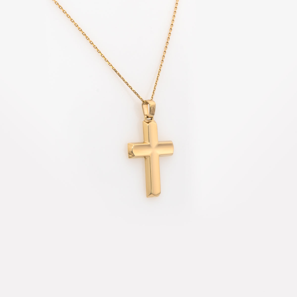 Solid Gold Faceted Cross Pendant with Polished Finish