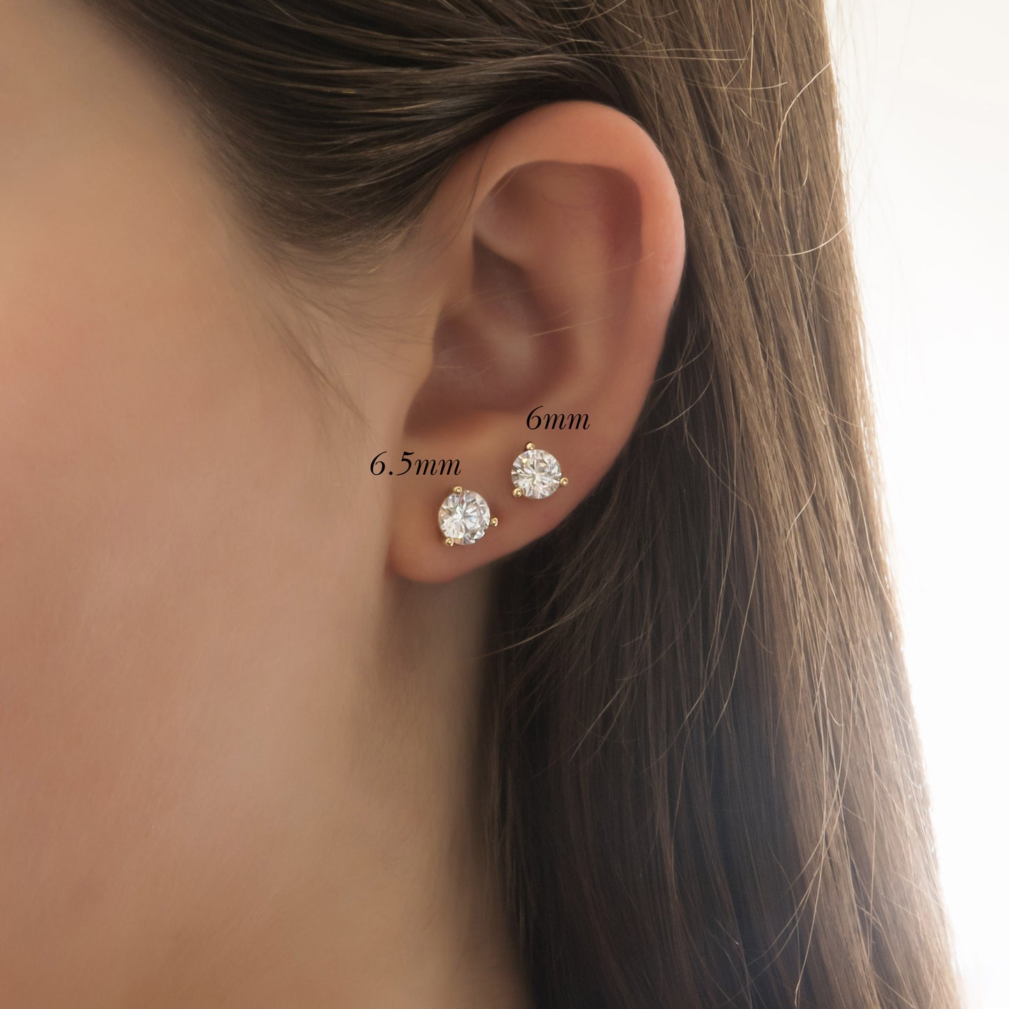 14K Solid Gold Round Stud Earrings – Lab-Grown Diamond or CZ Studs