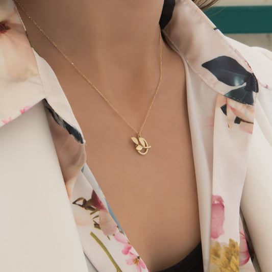 Olive Branch Circle Charm Necklace