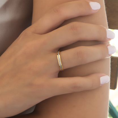 Diamond Cut Two tone Wedding Band