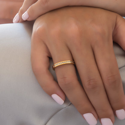 Diamond Cut Two tone Wedding Band