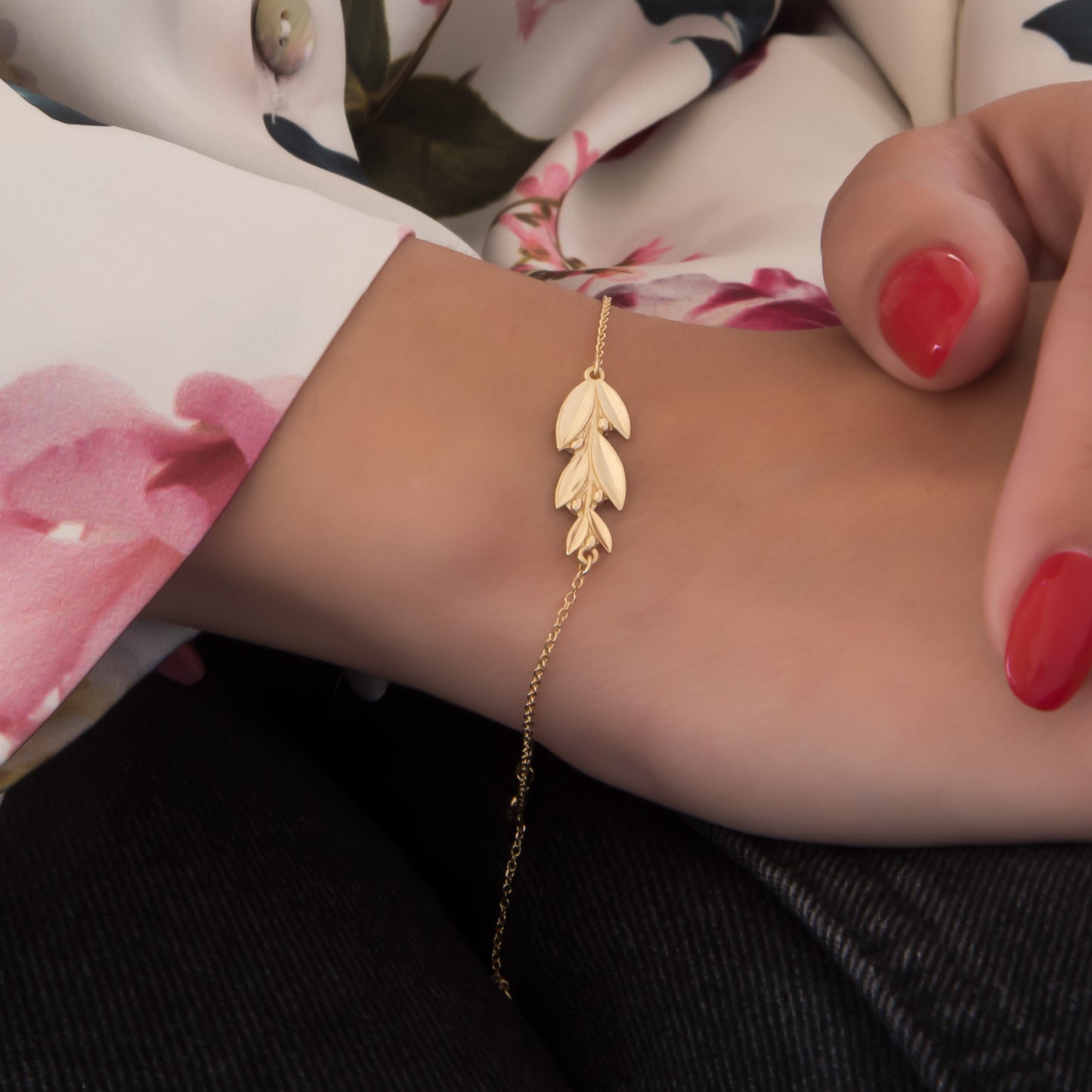 Gold Olive Branch Bracelet