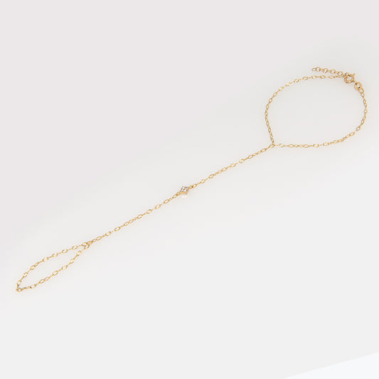 Solid Gold Marquise Diamond Hand Chain