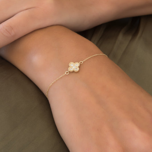 Four Leaf Clover Gemstone Bracelet