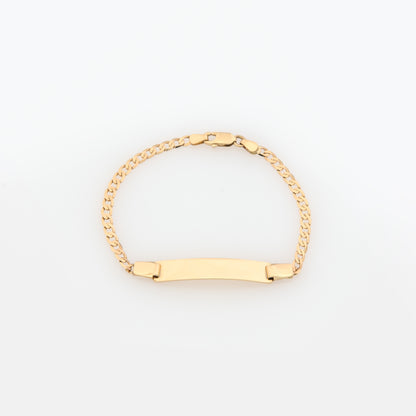 Gold Personalised ID Bracelet with Curb Chain