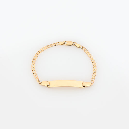 Gold Personalised ID Bracelet with Curb Chain