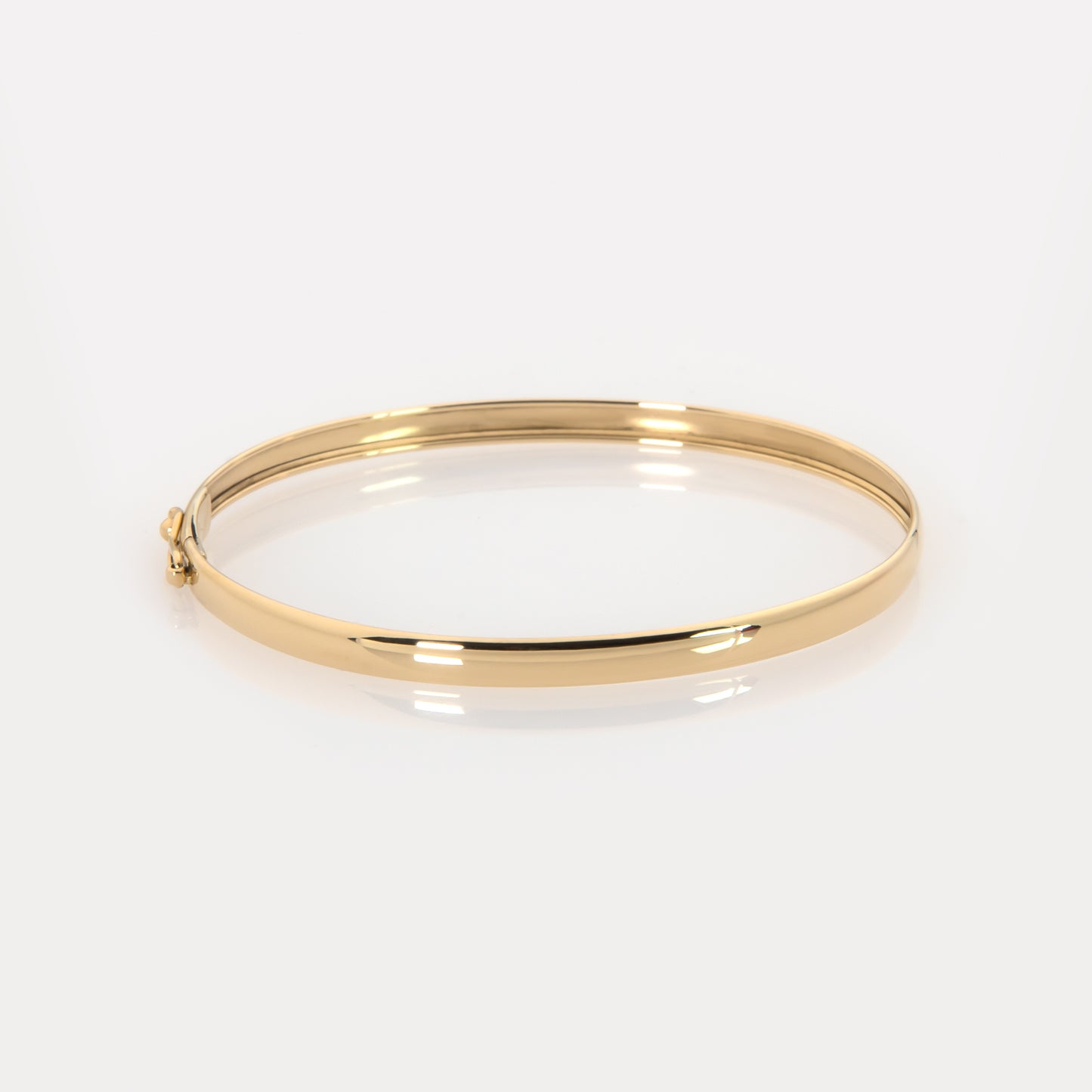 14K Solid Gold Oval Bangle Bracelet – Minimalist 4mm Plain Gold Bracelet