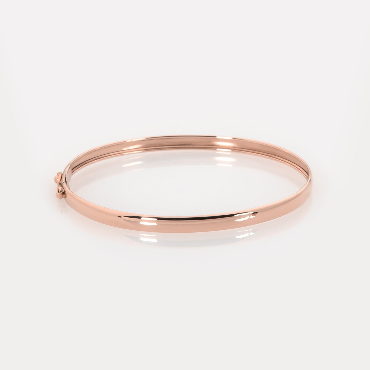 14K Solid Gold Oval Bangle Bracelet – Minimalist 4mm Plain Gold Bracelet