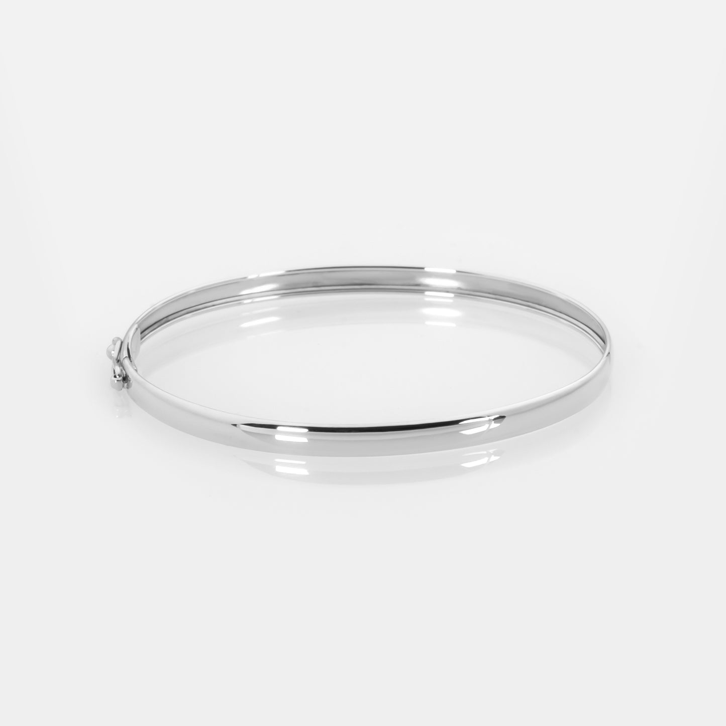 14K Solid Gold Oval Bangle Bracelet – Minimalist 4mm Plain Gold Bracelet
