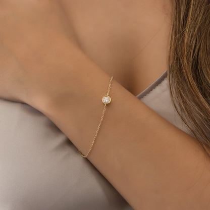 14K Solid Gold Diamond Bracelet – Bezel-Set Lab-Grown Diamond Bracelet
