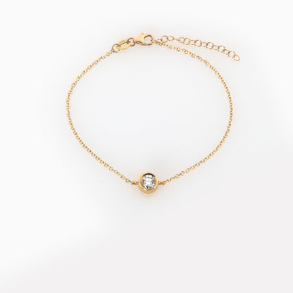 14K Solid Gold Diamond Bracelet – Bezel-Set Lab-Grown Diamond Bracelet