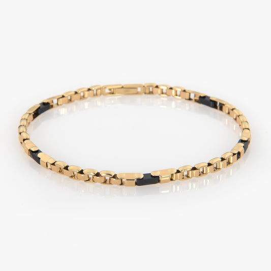 14K Solid Gold Black Onyx Link Bracelet – Heavyweight Unisex Luxury Bracelet