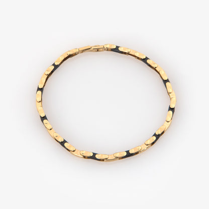 14K Solid Gold Black Onyx Link Bracelet – Elongated Bar Links Unisex Bracelet