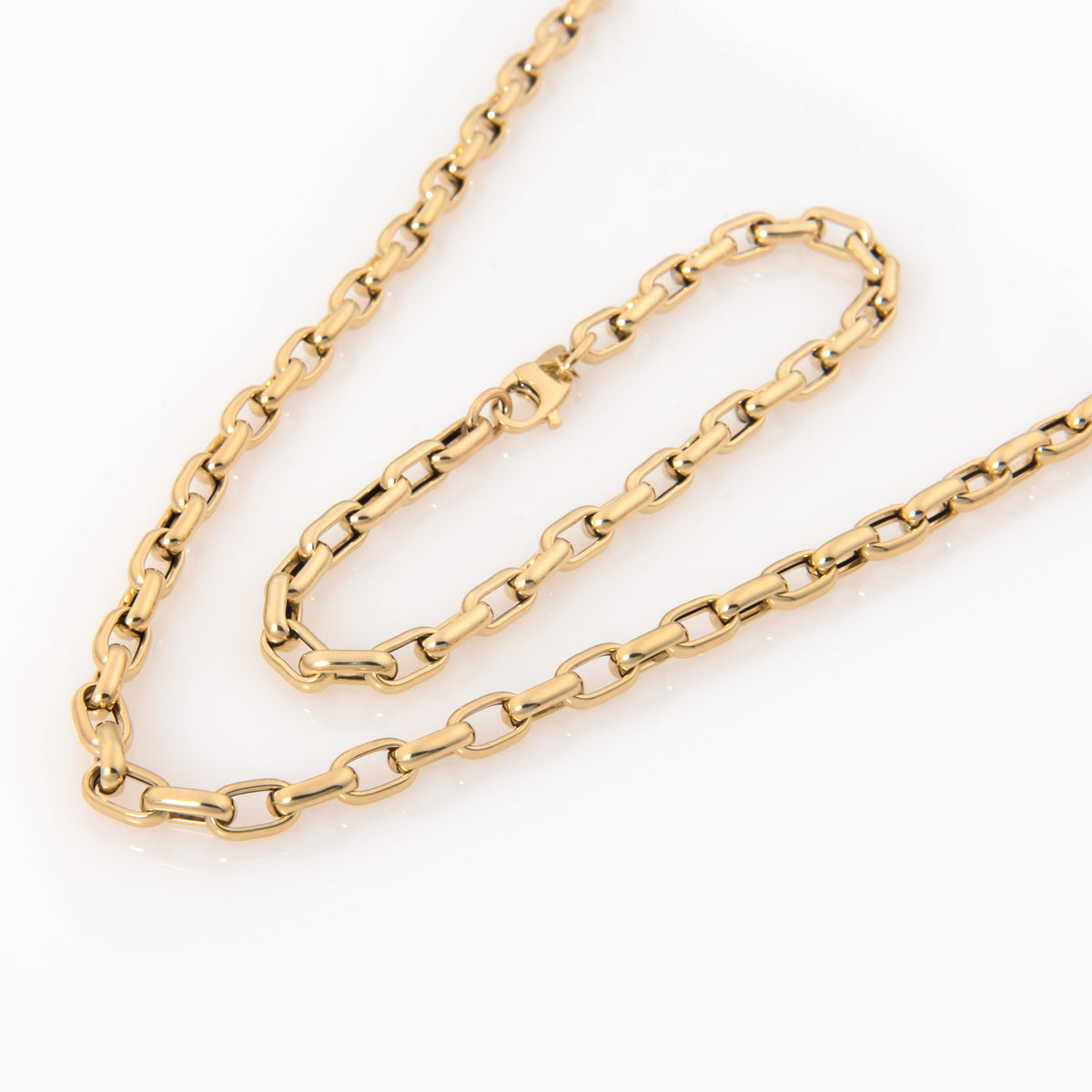 14K Yellow Gold Paperclip Chain Necklace – Polished Oval Link Layering Chain