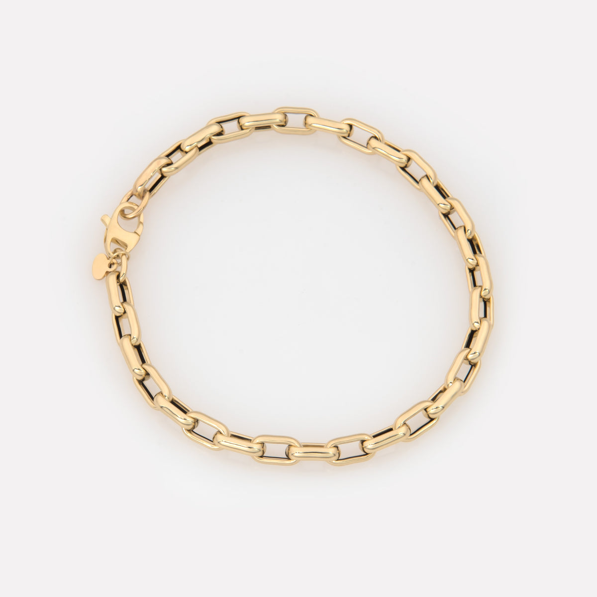 14K Yellow Gold Paperclip Link Bracelet – Polished Oval Unisex Bracelet