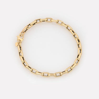 14K Yellow Gold Paperclip Link Bracelet – Polished Oval Unisex Bracelet
