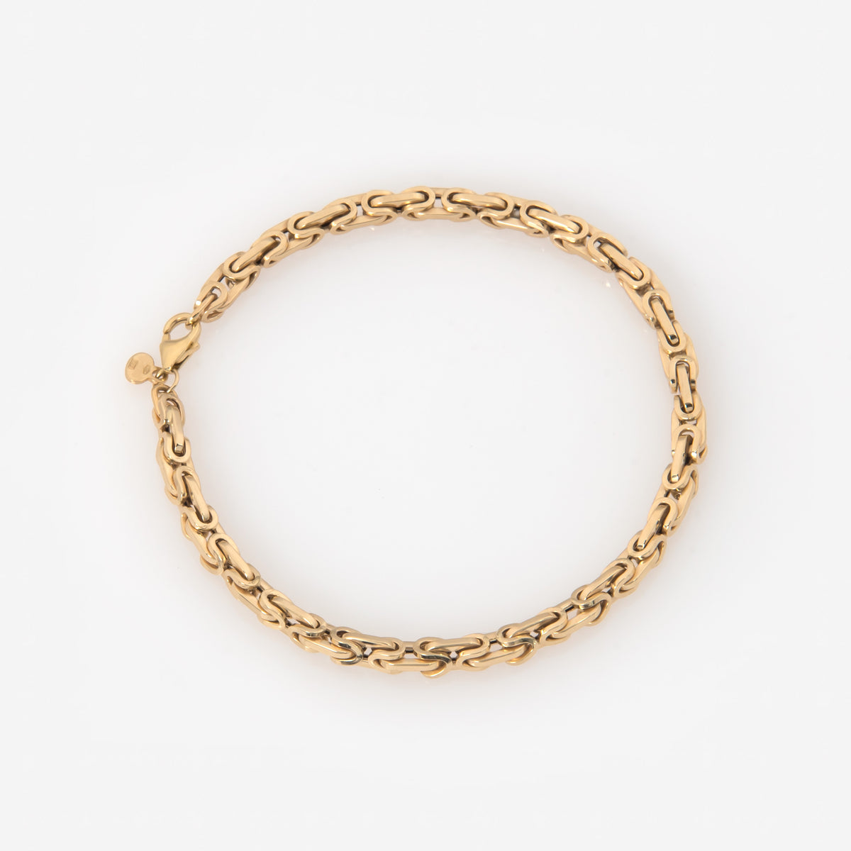 14K Yellow Gold Byzantine Link Bracelet – Heavy King’s Chain Unisex Bracelet