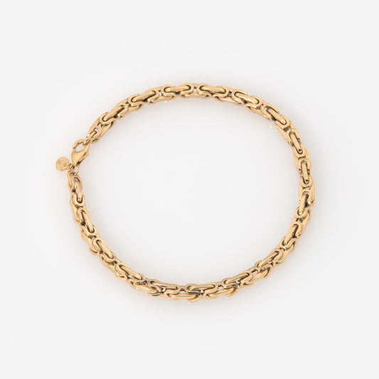 14K Yellow Gold Byzantine Link Bracelet – Heavy King’s Chain Unisex Bracelet