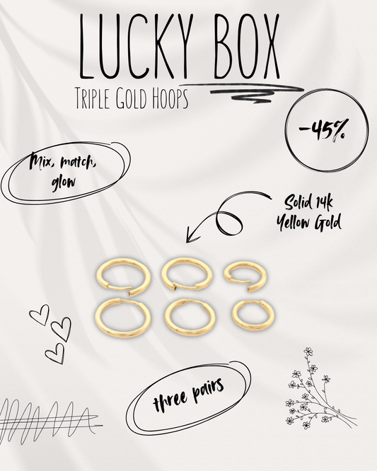 Lucky Box Triple Gold Hoops