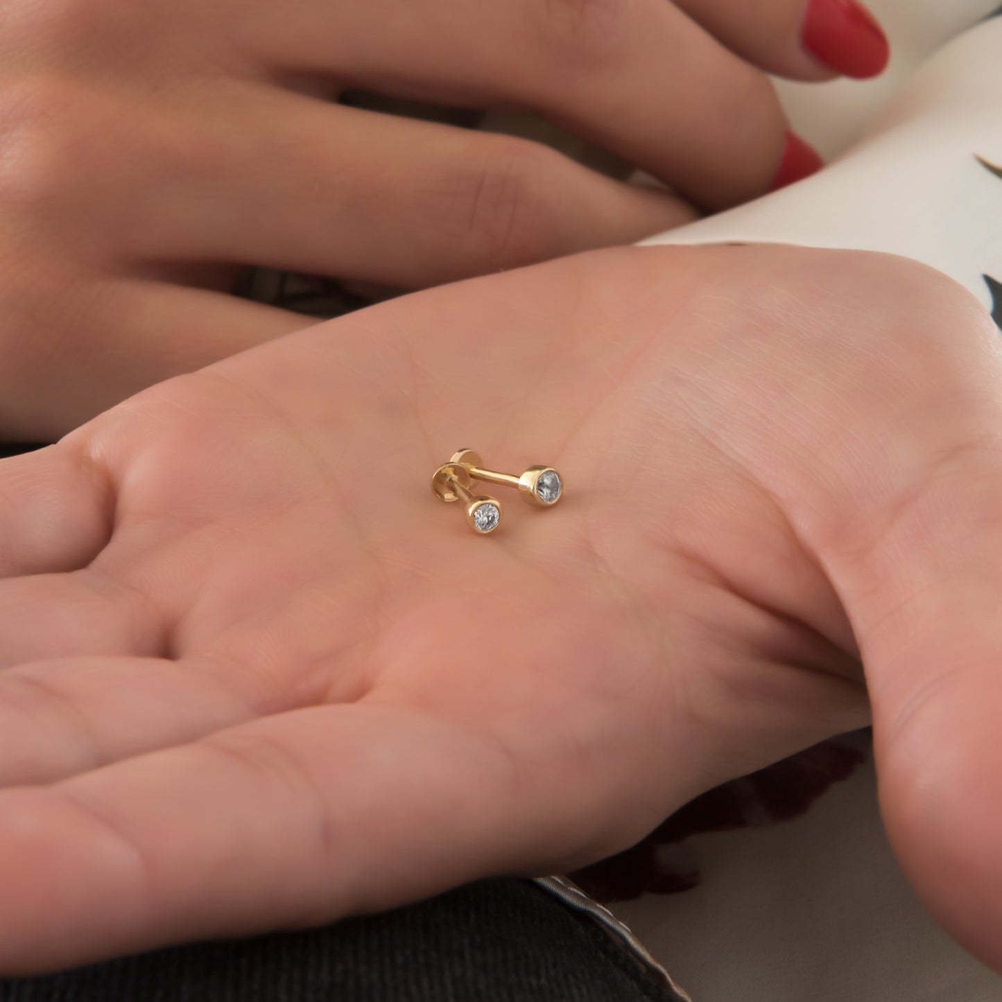 16 gauge Solitaire Tragus Piercing Earrings