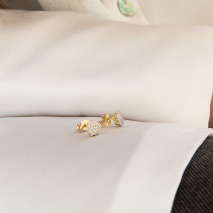 Elegant CZ Cluster Stud Earrings