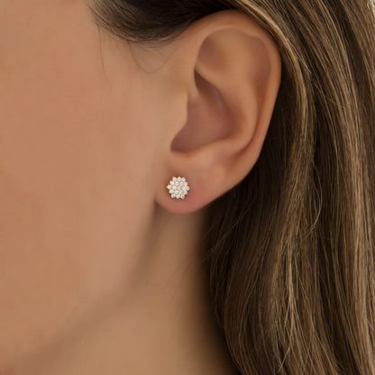 Elegant CZ Cluster Stud Earrings