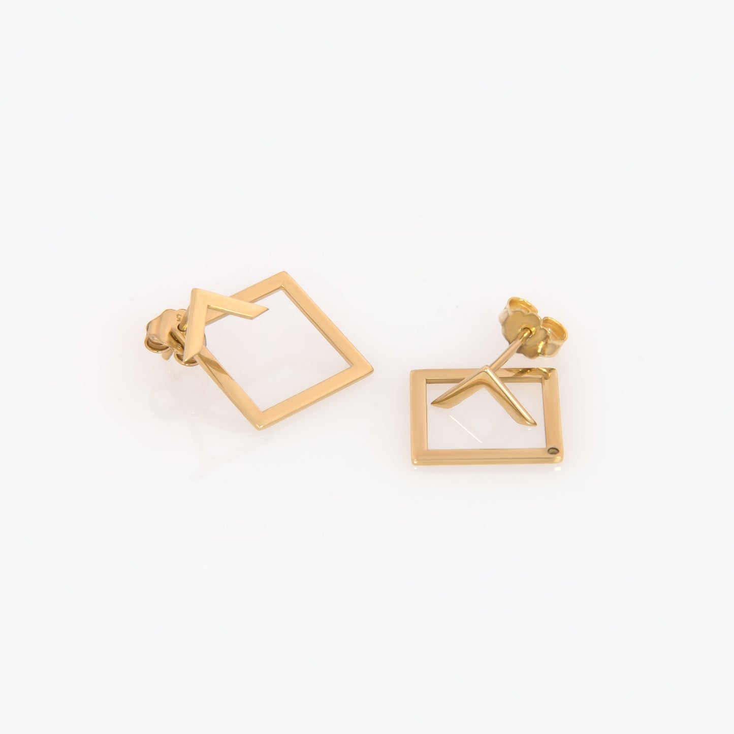 Gold Rhombus Ear Jacket Studs