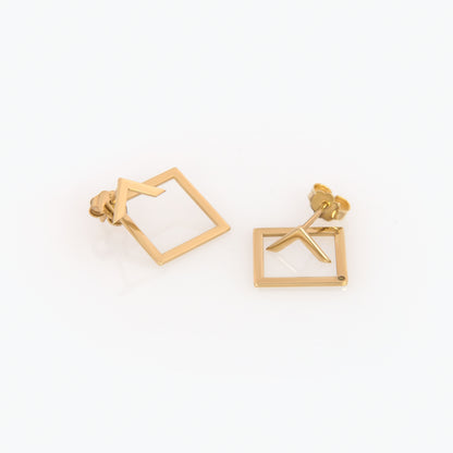 Gold Rhombus Ear Jacket Studs