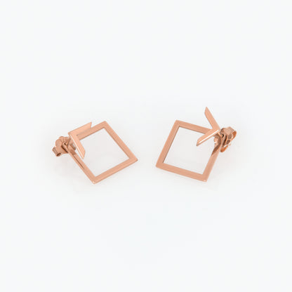 Gold Rhombus Ear Jacket Studs