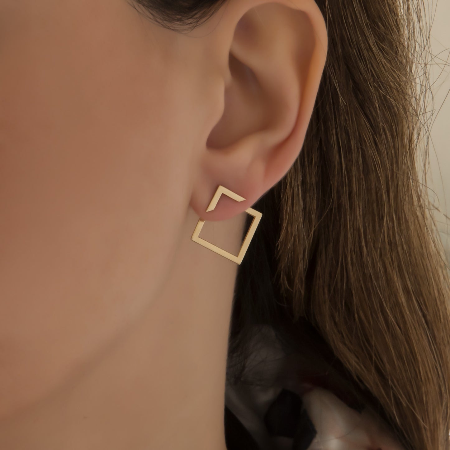 Gold Rhombus Ear Jacket Studs