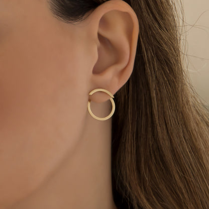 Gold Circle Ear Jacket Studs