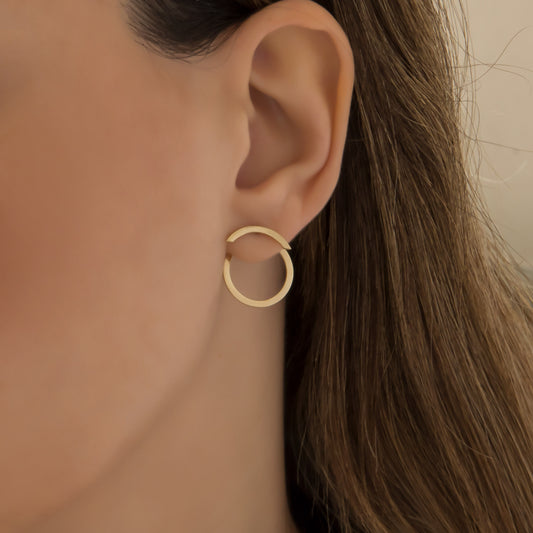 Gold Circle Ear Jacket Studs