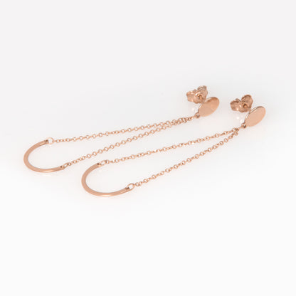Solid Gold Smile Threader Earrings – Minimalist Crescent Chain Earrings