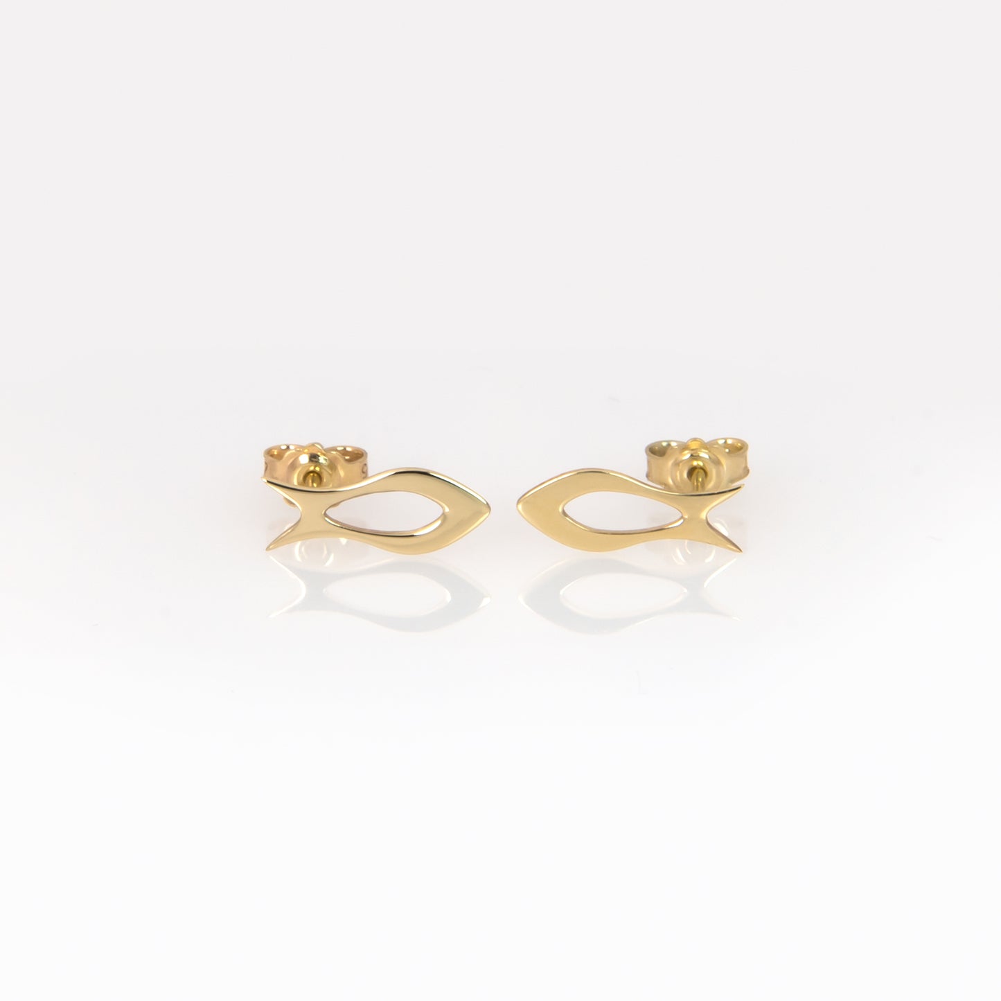 Solid Gold Fish Stud Earrings