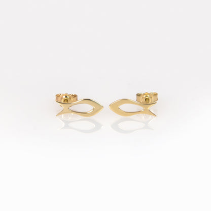 Solid Gold Fish Stud Earrings