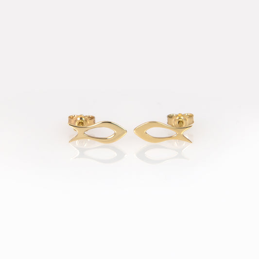 Solid Gold Fish Stud Earrings