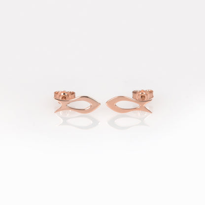 Solid Gold Fish Stud Earrings