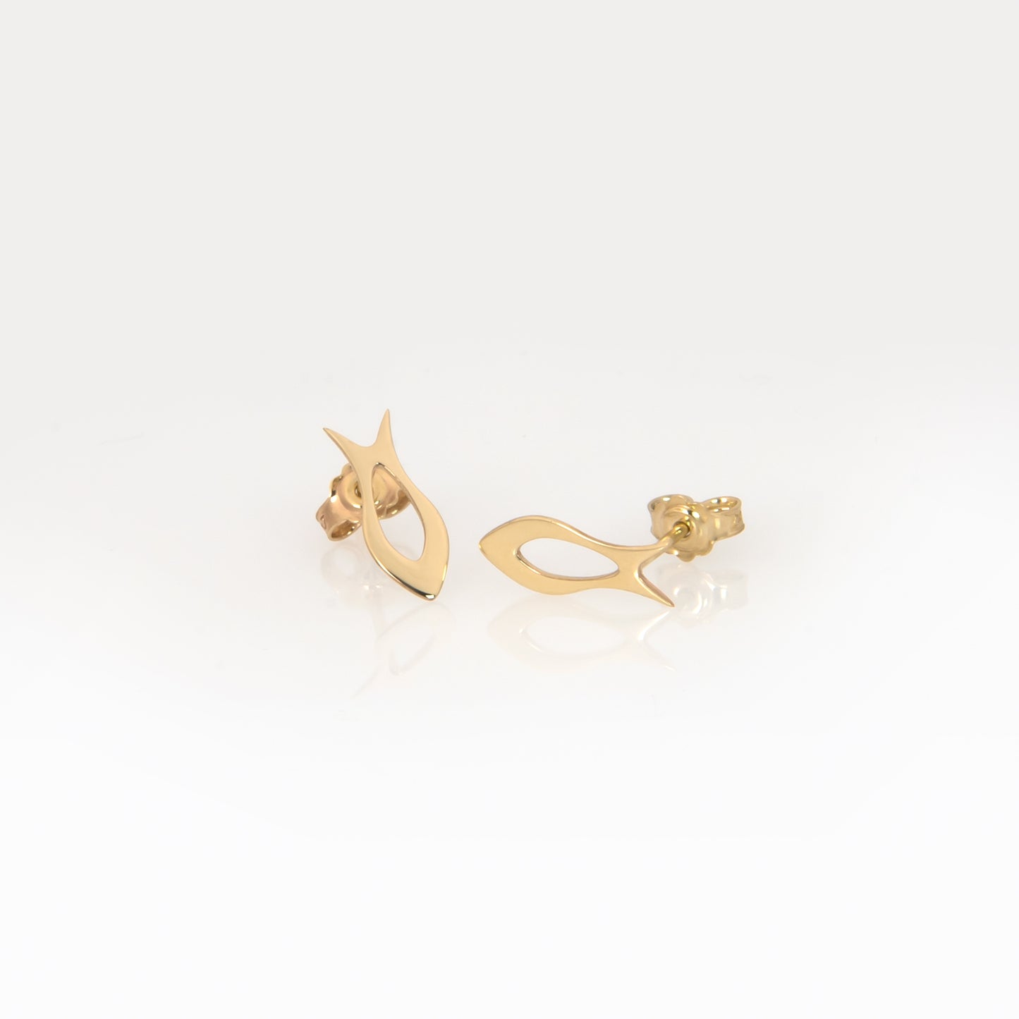 Solid Gold Fish Stud Earrings