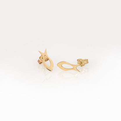 Solid Gold Fish Stud Earrings