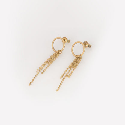 Solid Gold Five-Chain Drop Earrings – Minimalist Geometric Dangle Earrings